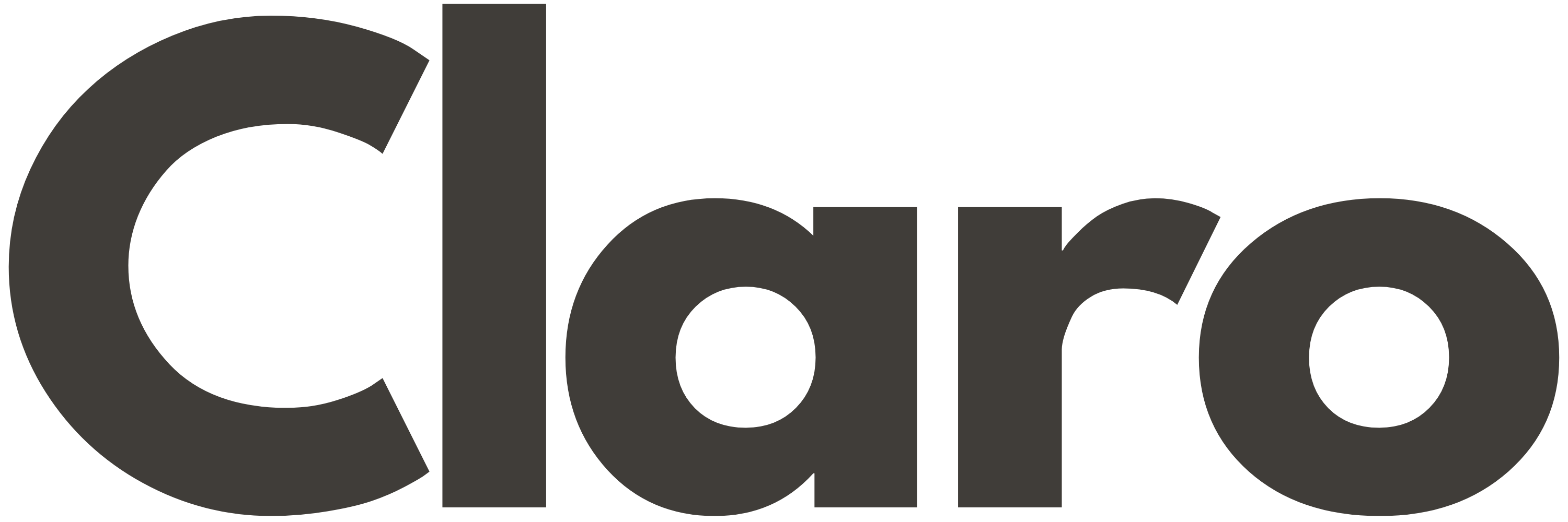 Het zwarte logo van Claro met de merknaam in vetgedrukte, schreefloze letters, die de moderne esthetiek van het merk weergeven.